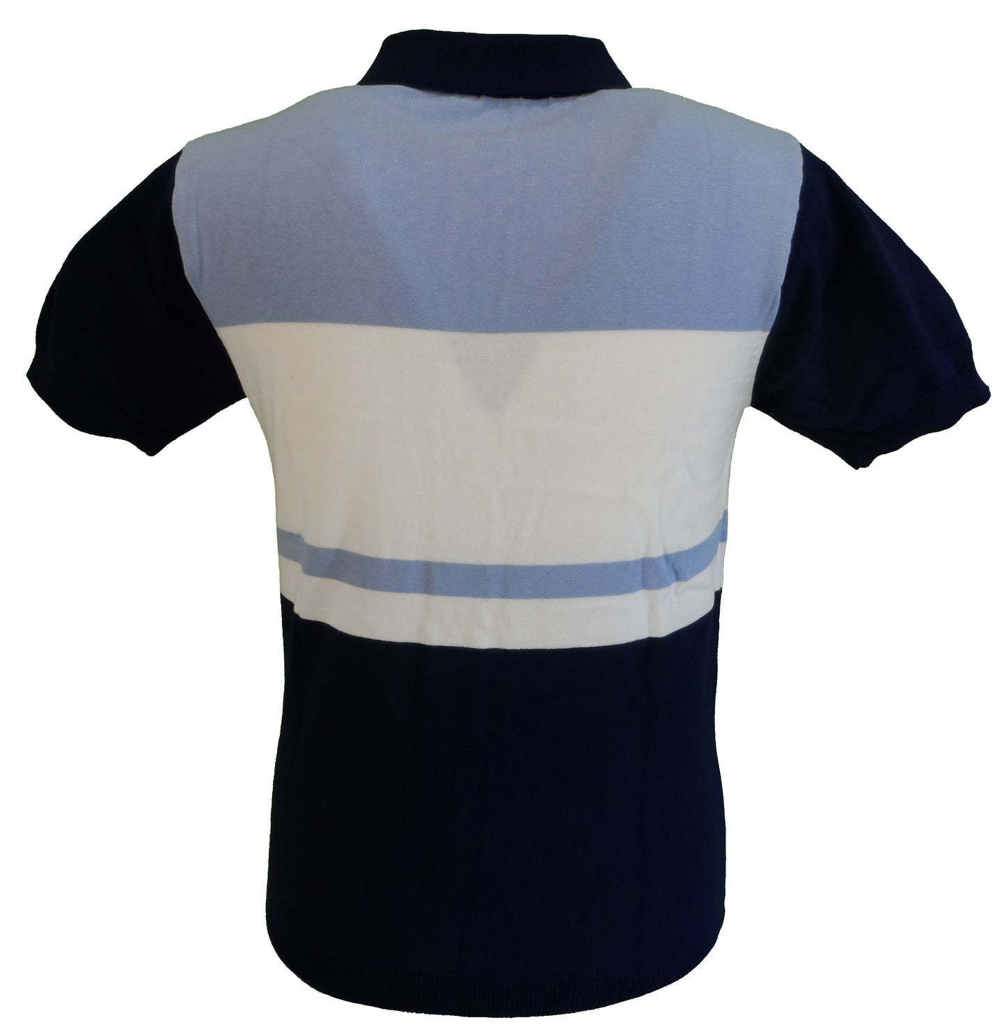 Gestrickte Poloshirts aus 100 % Baumwolle für Herren in Marineblau/Weiß/Himmel