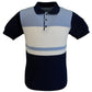 Mens Navy/White/Sky 100% Cotton Knitted Polo Shirts