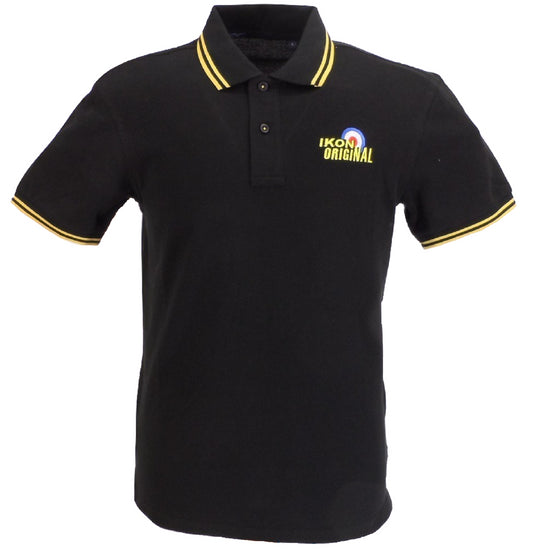 Ikon Original Black & Yellow Tipped 100% Cotton Polo Shirts