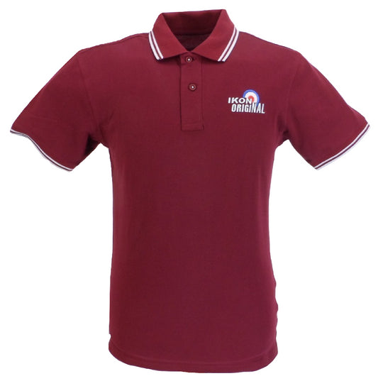 Ikon Original Burgundy/Sky Tipped 100% Cotton Polo Shirts