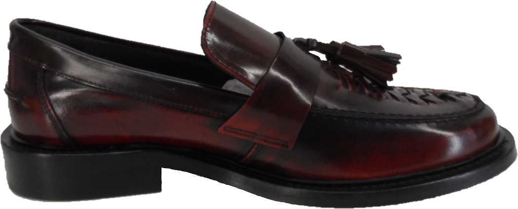 Men's IKON Selecta Twister Oxblood Red Tassel Loafers – Mazeys UK