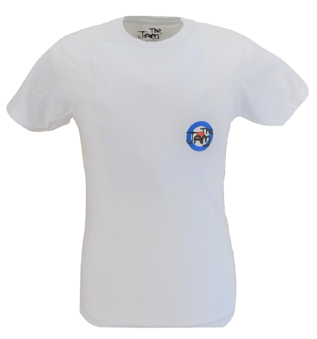 Weißes offizielles The Jam T-Shirt für Herren mit Rückenaufdruck