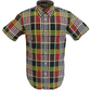 Mazeys Mens Burgundy Checked 100% Cotton Short Sleeved Shirts