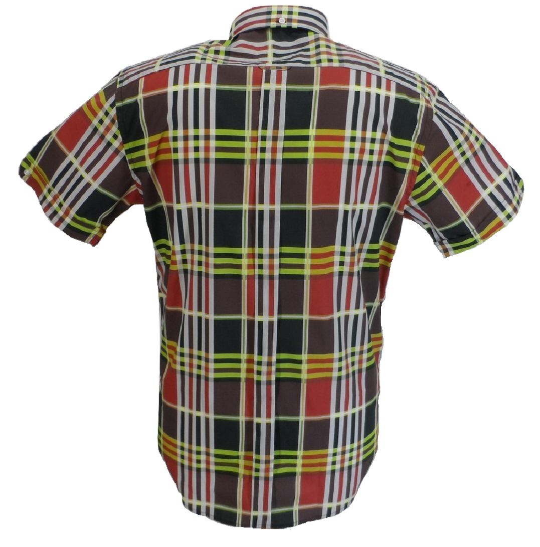 Mazeys Mens Burgundy Checked 100% Cotton Short Sleeved Shirts