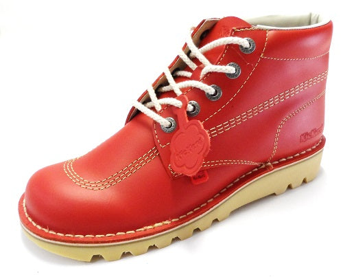 حذاء جلدي كلاسيكي أحمر Kickers