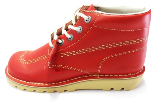 حذاء جلدي كلاسيكي أحمر Kickers