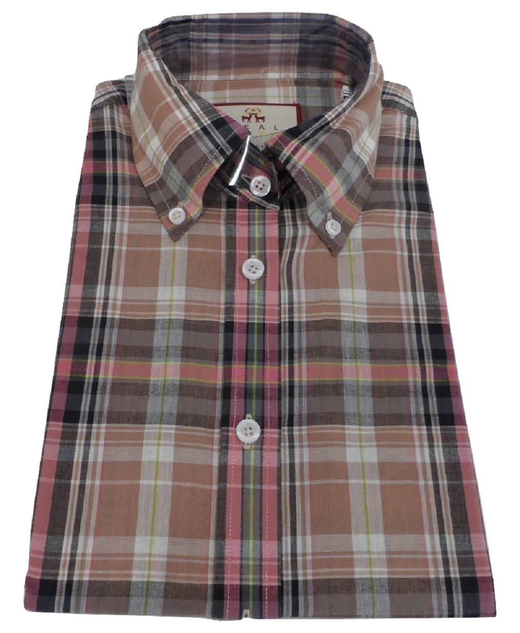 Real Hoxton Ladies Purple Checked Button Down Short Sleeved Shirts