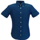 Relco dames bleu/vert tonique boutonné chemises à manches courtes