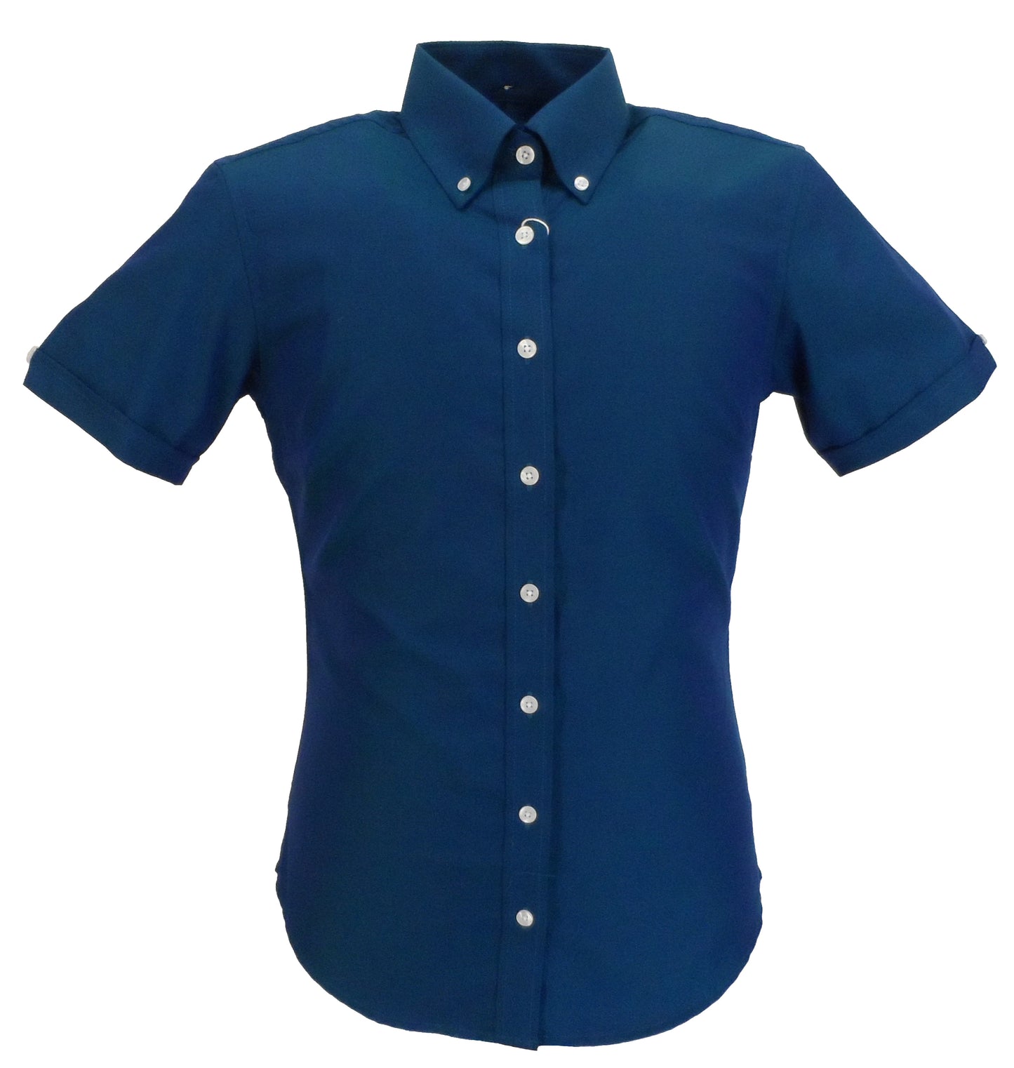 Relco Ladies Blue/Green Tonic Button Down Short Sleeved Shirts