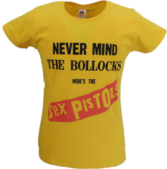 Maglietta da donna con licenza ufficiale gialla Sex Pistols nmtb