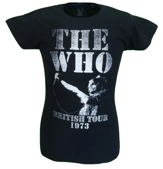 Magliette da donna con licenza ufficiale degli Who Black British Tour del 1973