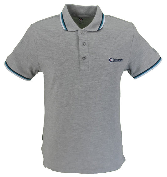 Lambretta Grey/Navy/White/Blue Retro Target Logo 100% Cotton Polo Shirts