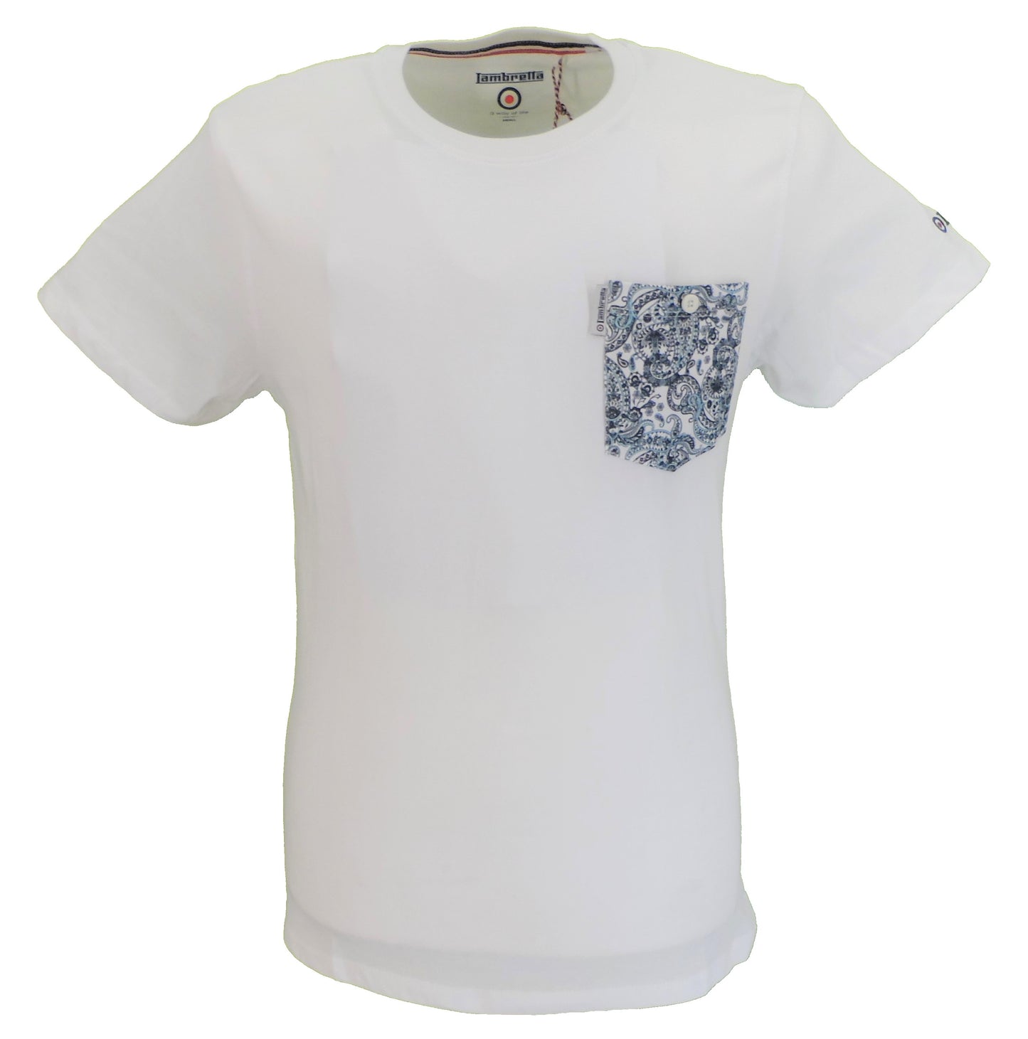 Lambretta Mens White Paisley Pocket T Shirts