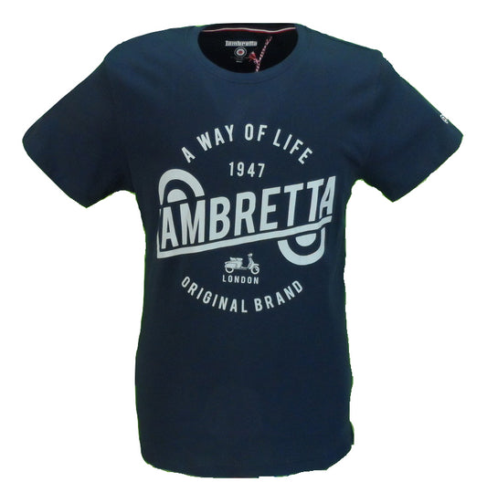 Lambretta Herren-T-Shirt aus 100 % Baumwolle mit Way of Life-Logo in Marineblau …