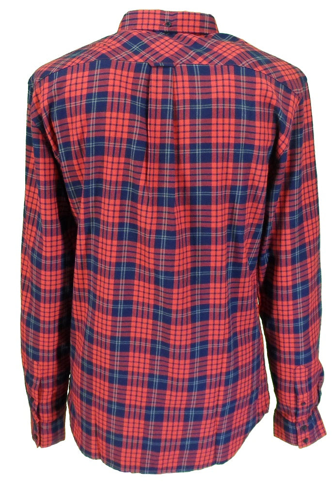 Chemise à manches longues boutonnée rétro Lambretta à carreaux rouge/marine