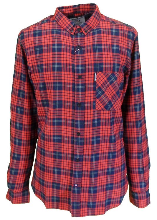 navy & red check shirt