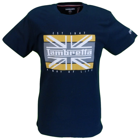 Lambretta Mens Navy Union Jack Retro 100% Cotton T Shirt