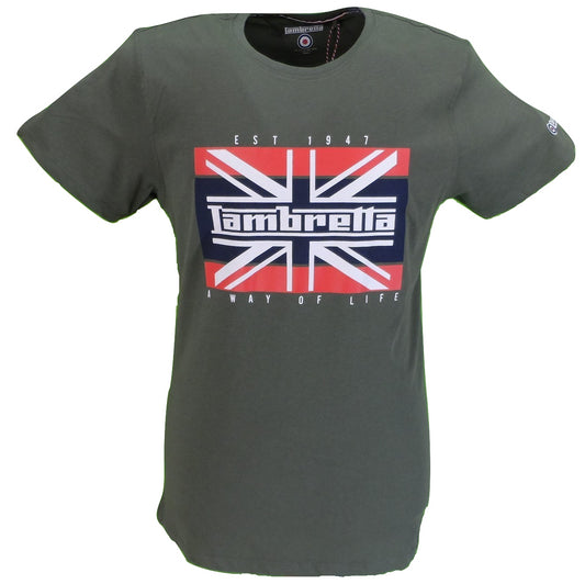 T-shirt rétro 100% coton kaki Union Jack pour homme Lambretta …