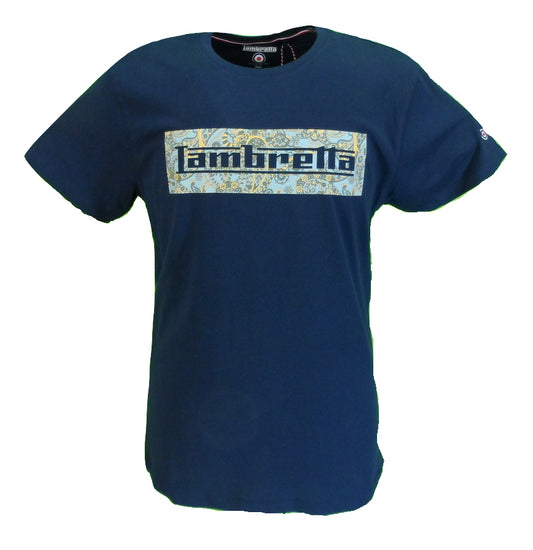 Lambretta Mens Navy Paisley Logo Retro 100% Cotton T Shirt …