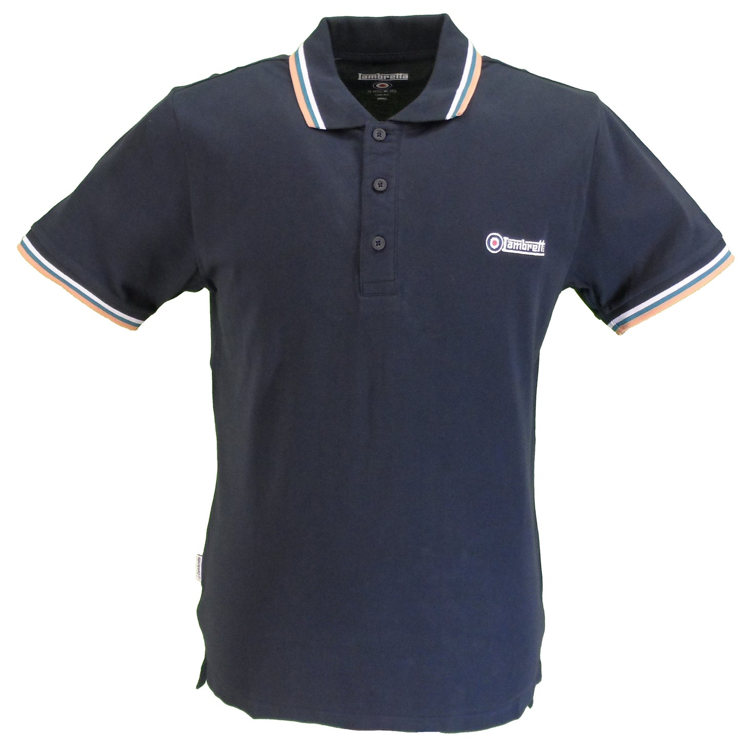 Lambretta Mens Retro Navy/White/Ocean/Carnelian Polo Shirts