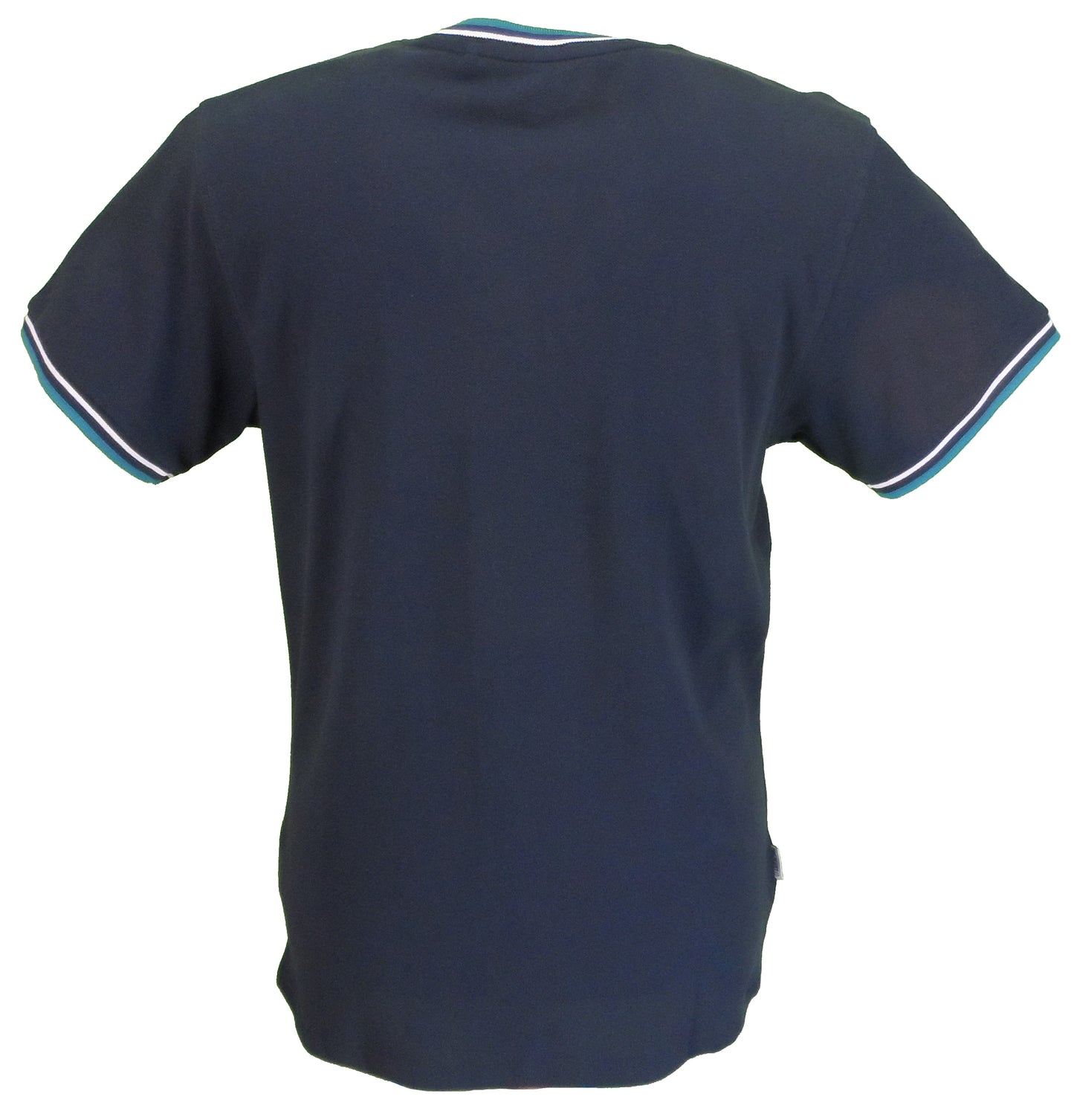 Lambretta Navy 100% Cotton Pique Tipped  Retro T Shirt