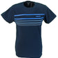 T-shirt retrò Lambretta a righe blu scuro in cotone 100%.