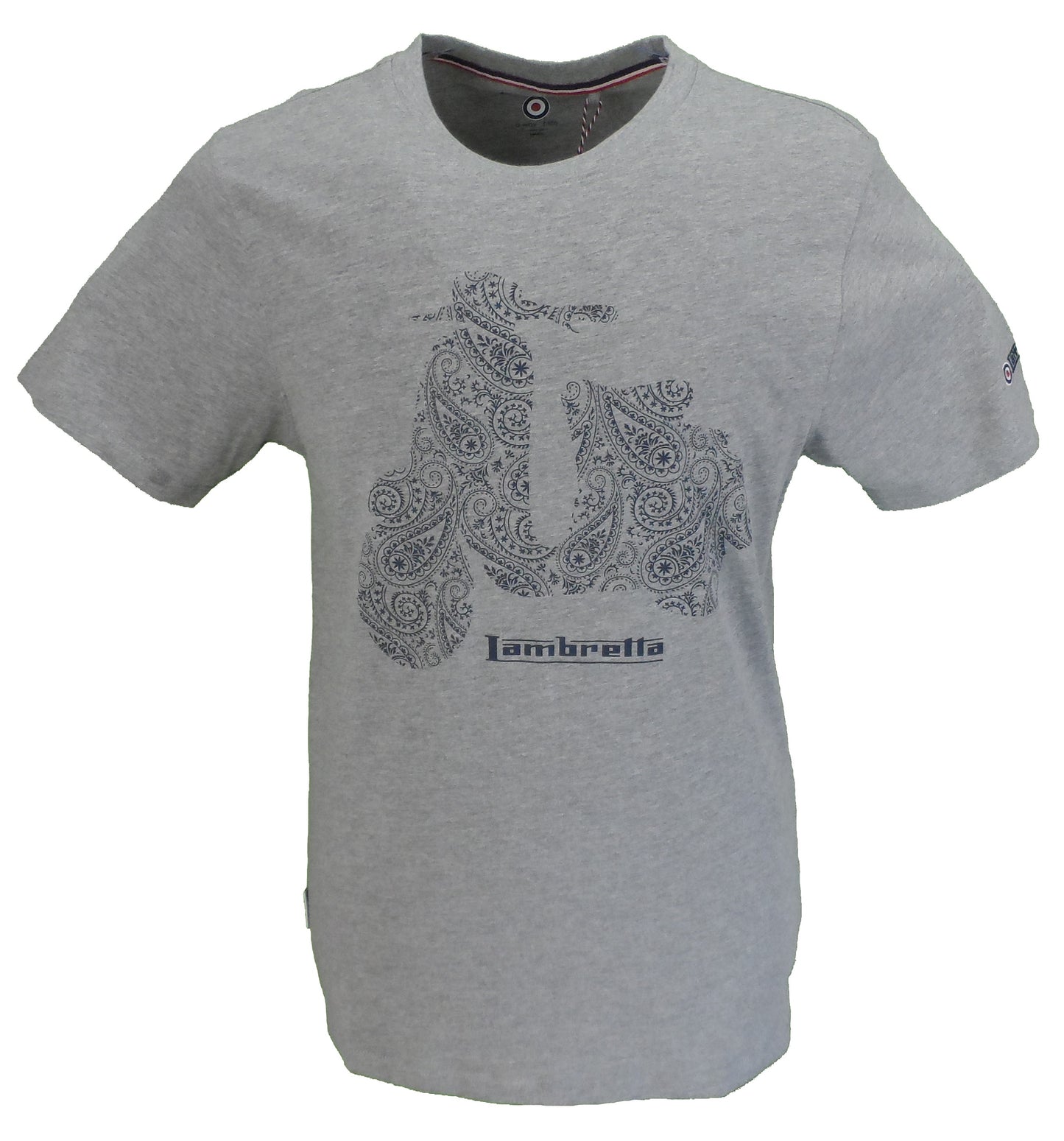 Lambretta Mens Grey Paisley Scooter Retro T-Shirt