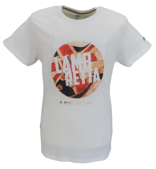 Lambretta Herren-T-Shirt mit Retro-Gitarre in gebrochenem Weiß