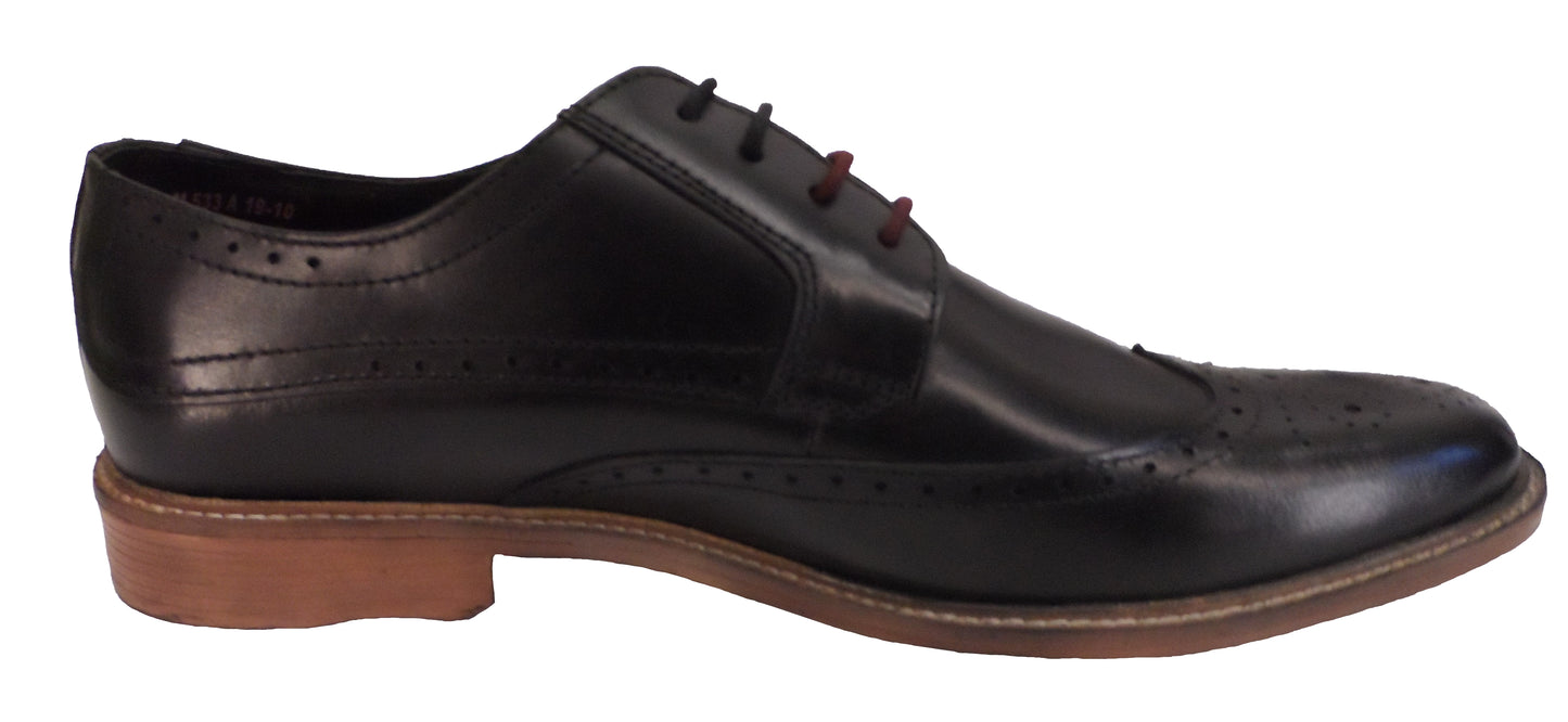 Chaussures richelieu en cuir noir Lambretta pour hommes