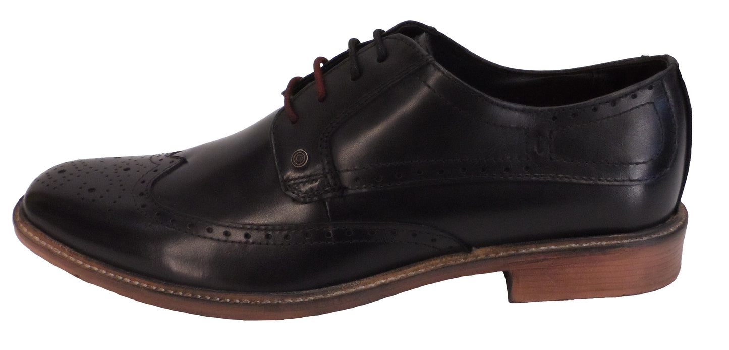 Lambretta Herren-Brogue-Schuhe aus schwarzem Leder