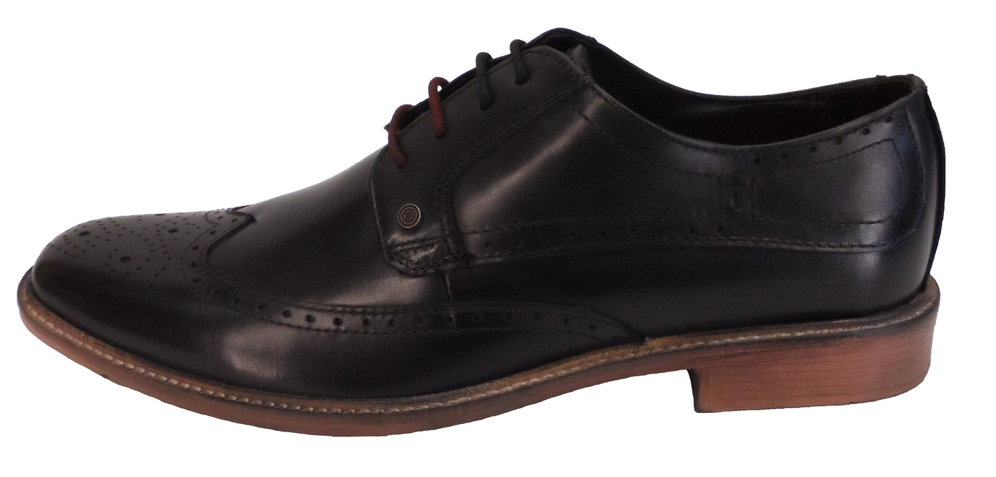 Lambretta Mens Black Leather Brogue Shoes