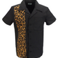 Mazeys herre rockabilly retro sort/leopard Bowling Shirts