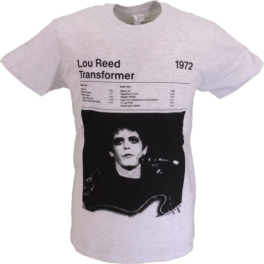 Maglietta ufficiale grigia da uomo con elenco dei brani di Lou Reed Transformer