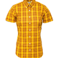 Relco Retro Mustard Burgundy Check Ladies Button Down Short Sleeved Shirts