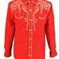 Mazeys Camisas Vintage/Retro De Vaquero Occidental Rojo Para Hombre