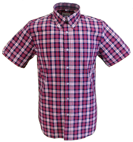 Mazeys Mens Red/White/Blue 100% Cotton Short Sleeved Shirts