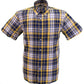 Mazeys Mens Navy/Yellow 100% Cotton Short Sleeved Shirts