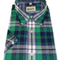 Mazeys Mens Green Checked 100% Cotton Short Sleeved Shirts