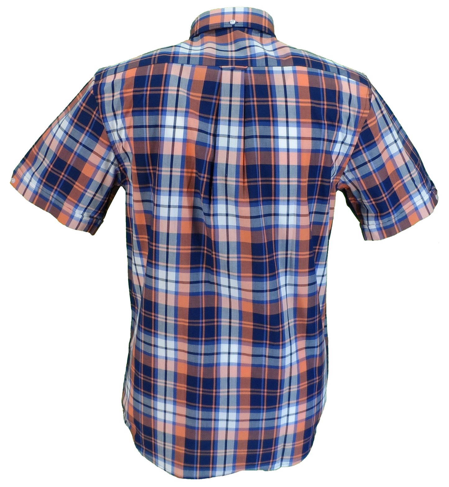 Mazeys Mens Orange Checked 100% Cotton Short Sleeved Shirts