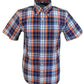 Mazeys Mens Orange Checked 100% Cotton Short Sleeved Shirts