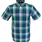 Mazeys Mens Green Checked 100% Cotton Short Sleeved Shirts