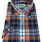 Mazeys Mens Orange Checked 100% Cotton Short Sleeved Shirts