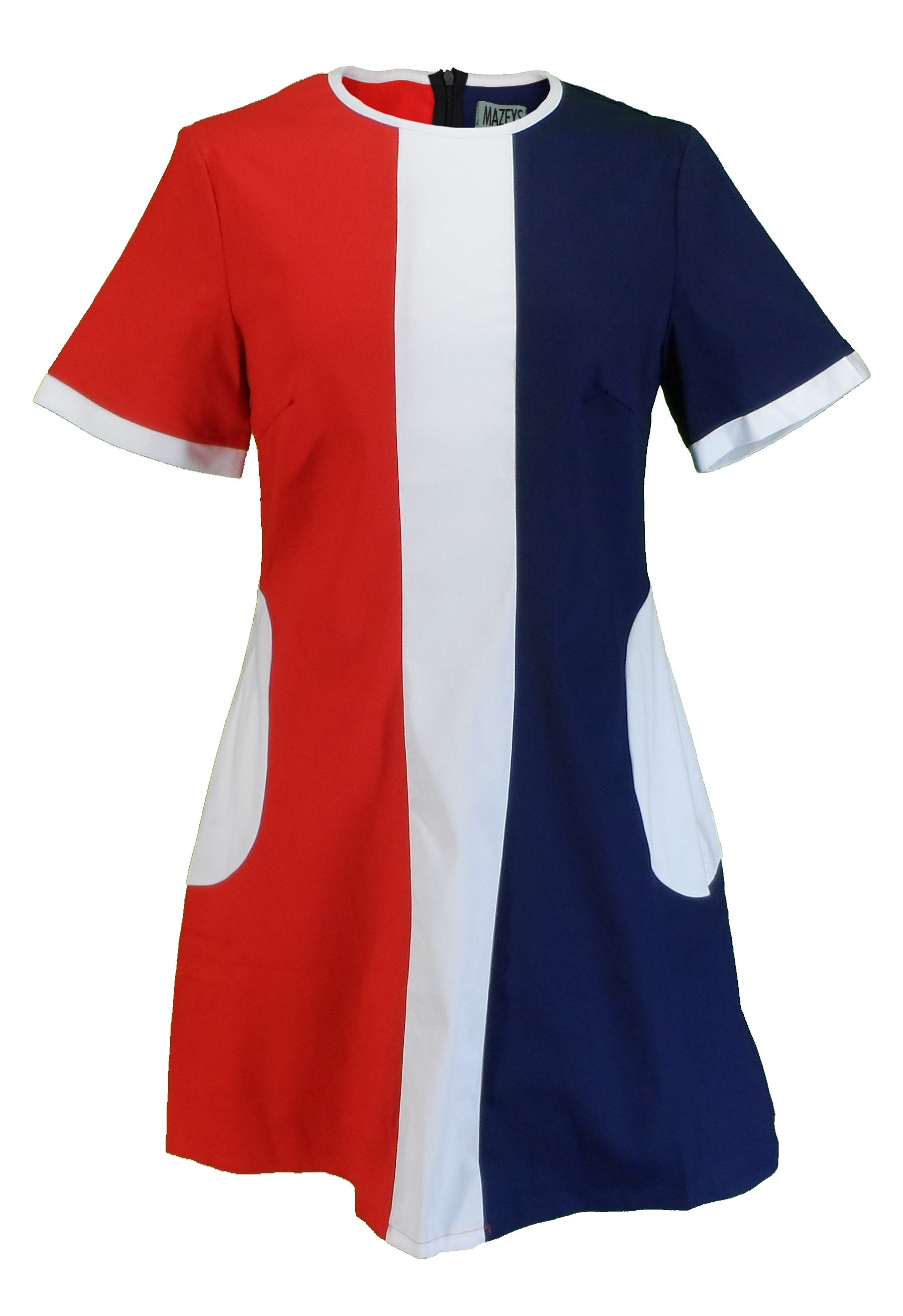 Ladies Retro Mod Vintage Red White and Blue Dress 18 / Red