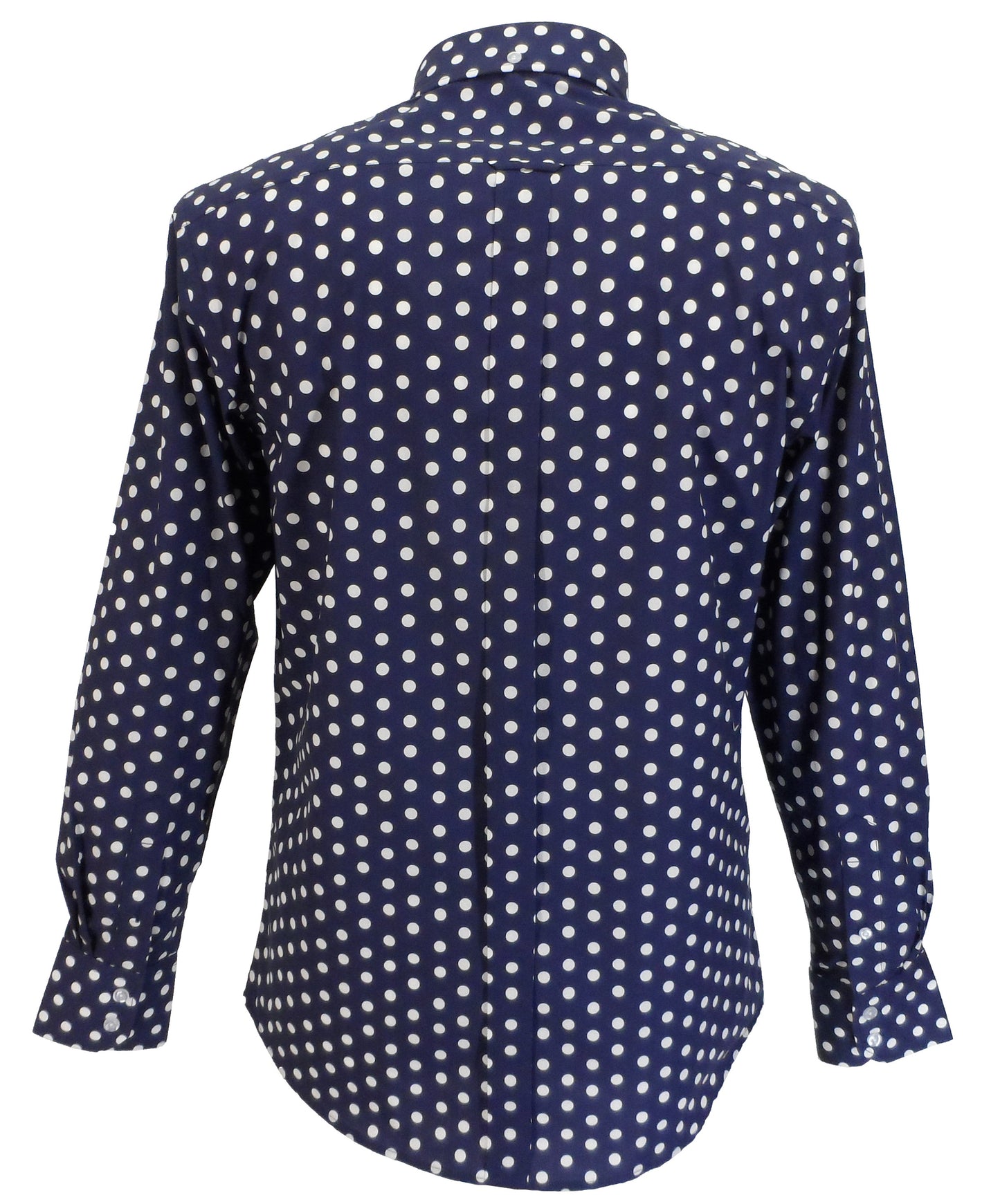 Mazeys Mens Navy White Retro Mod Polka Dot 100% Cotton Shirts…