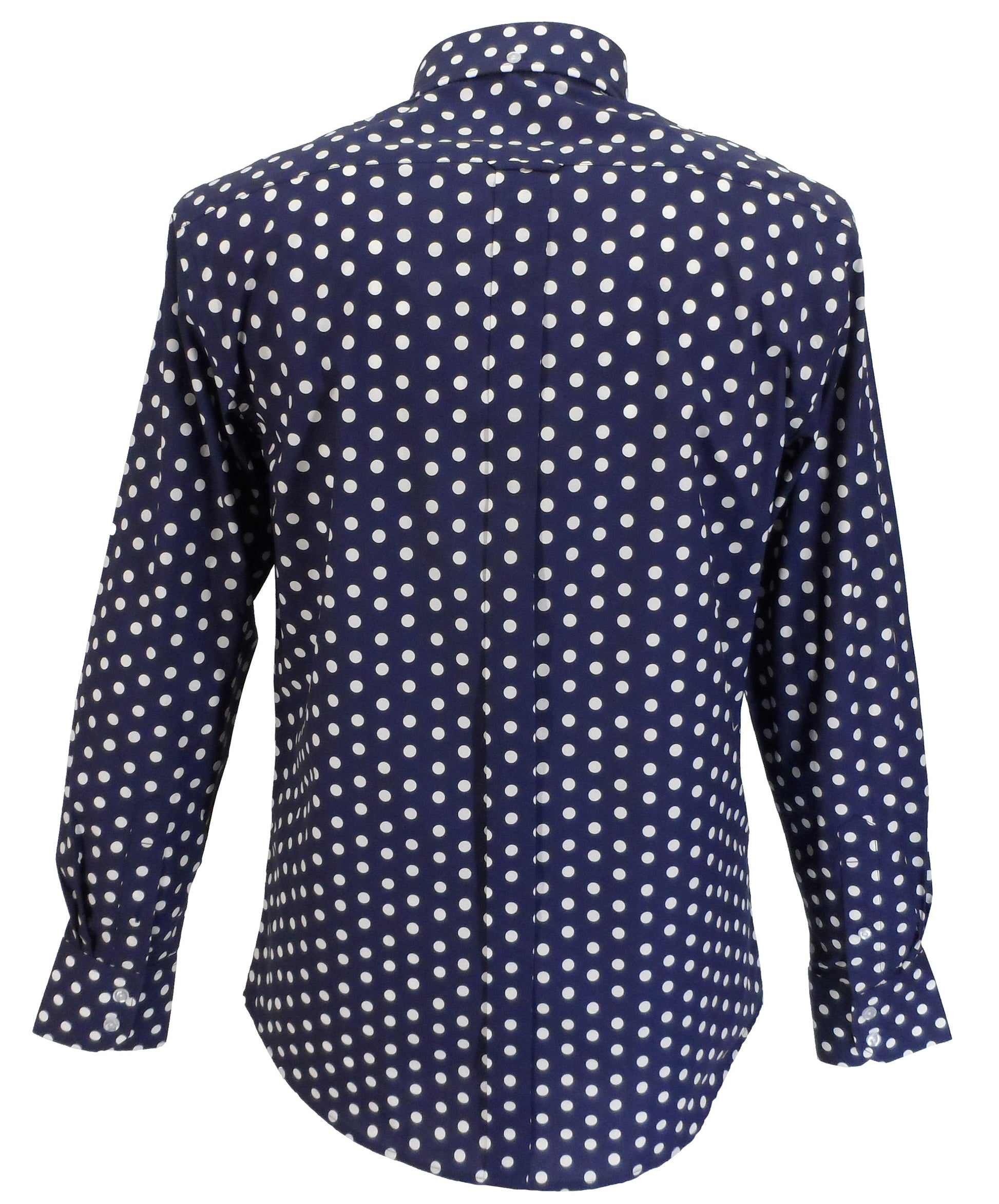 Mazeys Mens Navy White Retro Mod Polka Dot 100% Cotton Shirts… – Mazeys UK