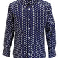 Mazeys Mens Navy White Retro Mod Polka Dot 100% Cotton Shirts…