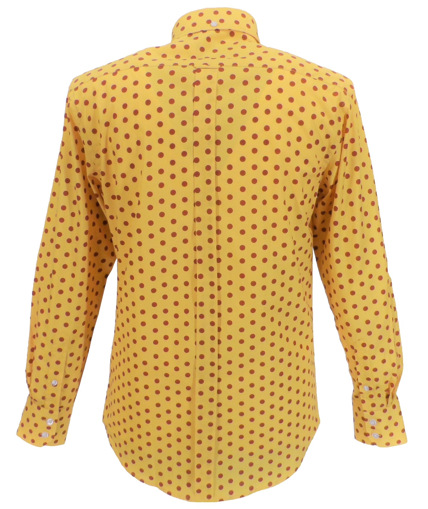 Mazeys Mens Mustard/Brown Retro Mod Polka Dot 100% Cotton Shirts…