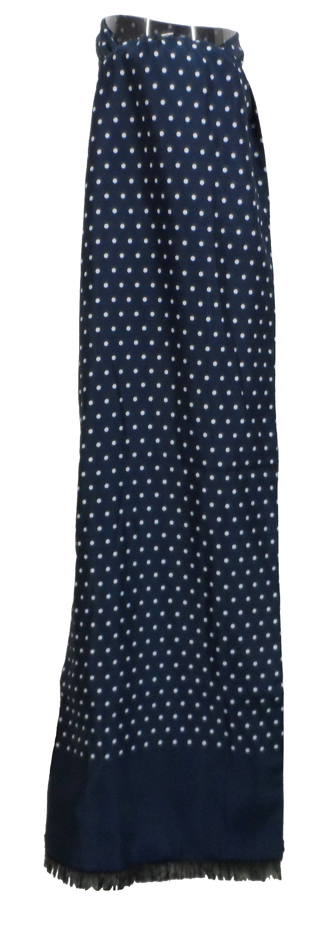 Mazeys Mens Classic Retro Mod Mod Tassled Scarf Navy Polka Dot