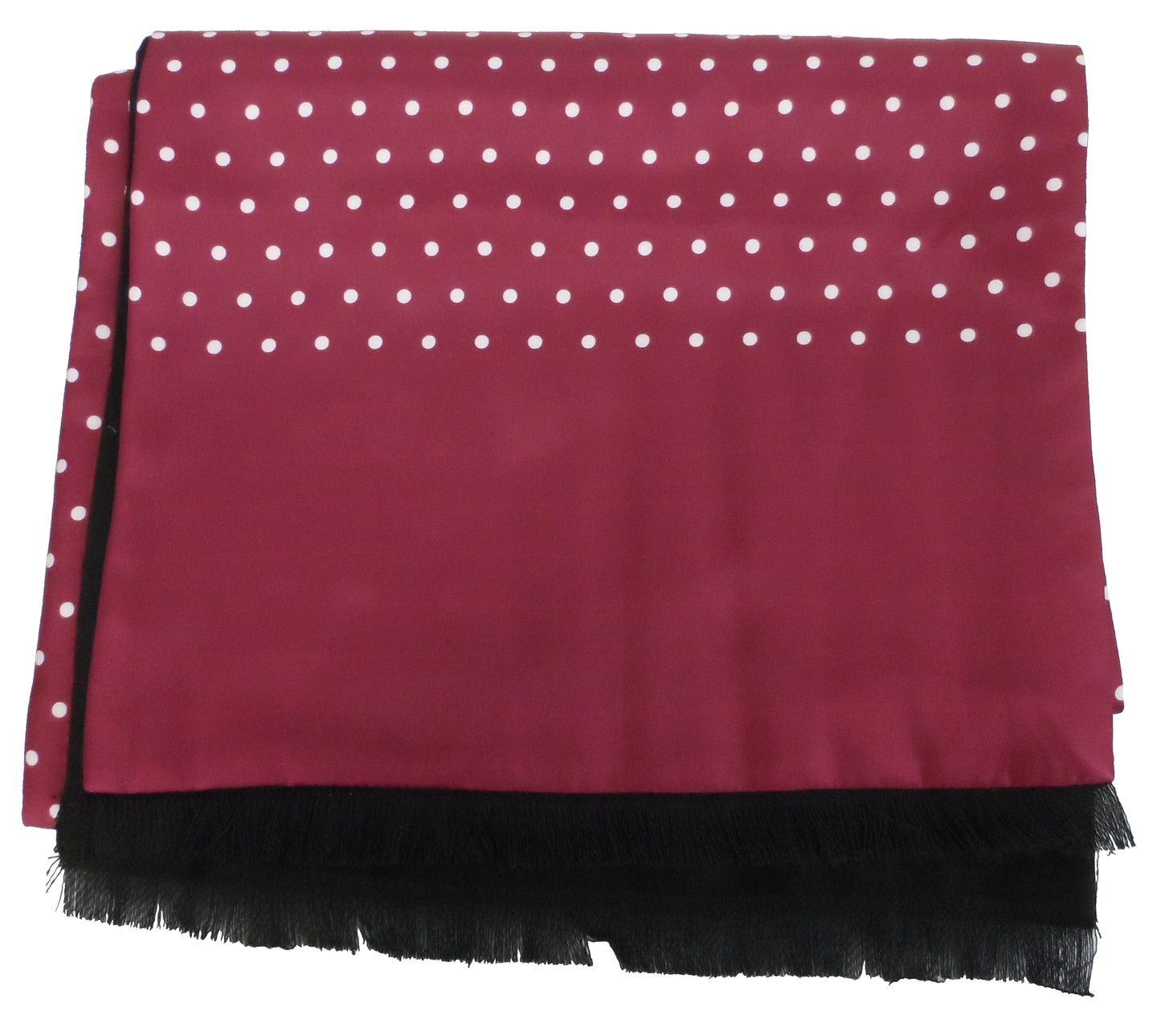 Mazeys Classic Retro Mod Mod Tassled Scarf Burgundy Polka Dot