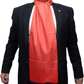 Mazeys Mens Classic Retro Mod Mod Tassled Scarf Lava Red Polka Dot